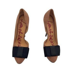 Lanvin camel black bow pump heels size 38